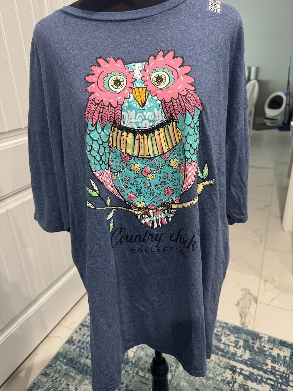 New Country Chic Women’s Sz XXL Fancy Owl Shirt